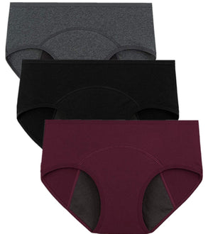 Lot de 3 culottes menstruelle gris+noir+rouge