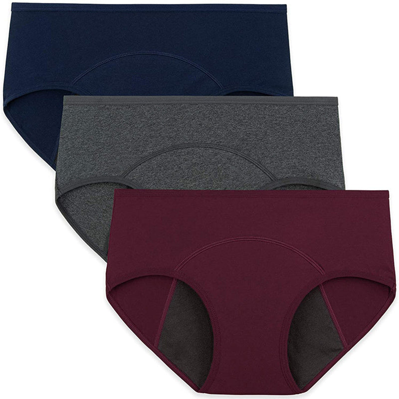 Lot 3 culottes menstruelle bleu+gris+rouge