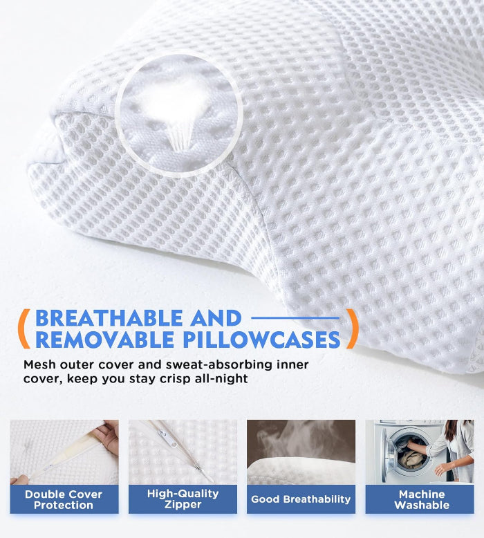 Orthopedic pillow breathable and removable pillocases
